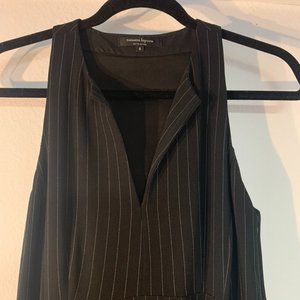 Black A-Line Dress with White Stripes